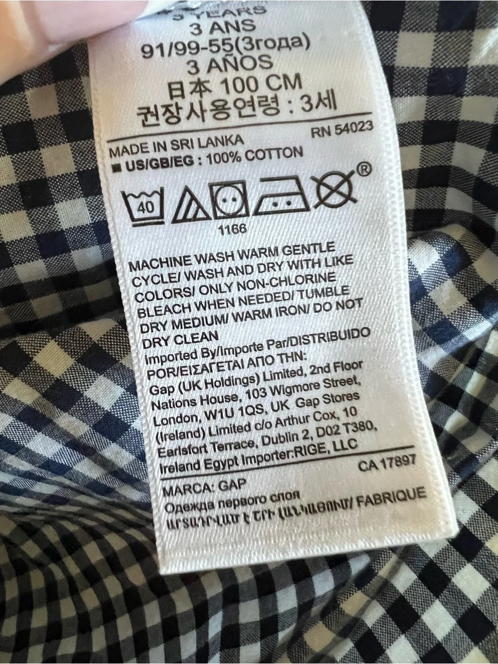 GAP Blue and White Gingham Button-Down Shirt